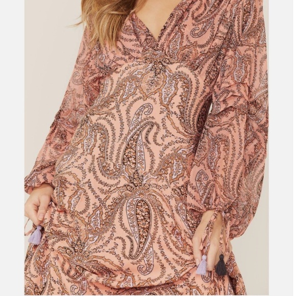 Free People Mirage Pink Paisley Maxi Dress Size 2 - Picture 7 of 12